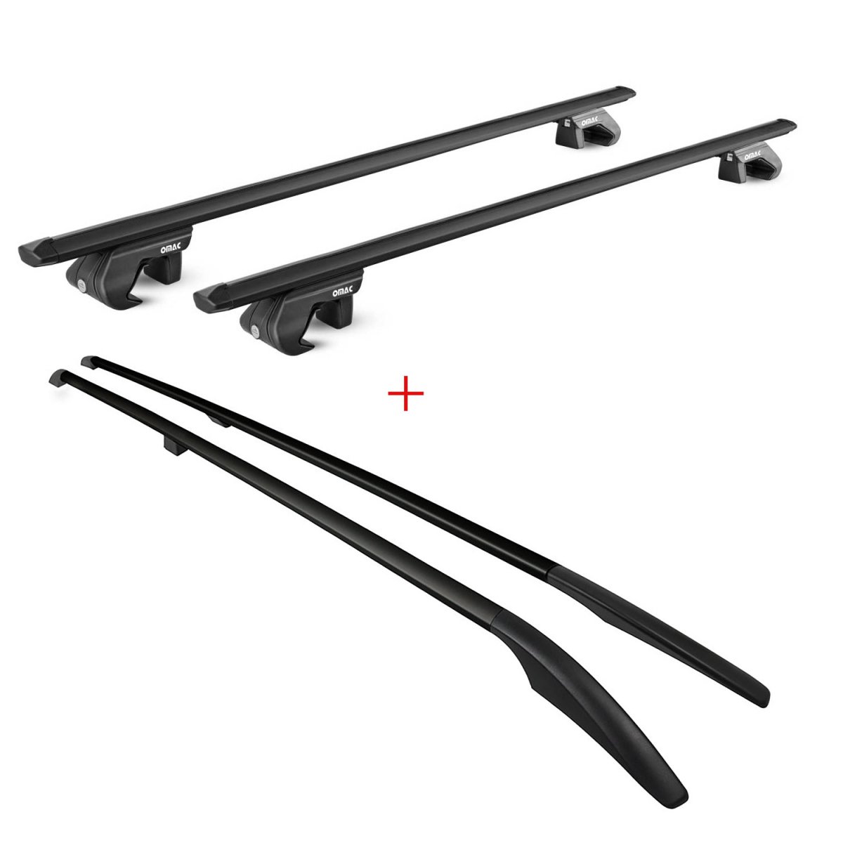 Subaru XV Crosstrek Roof Rack Roof Rail SET - Omac - 6802933B + 96539751OMCB - Black - '13-'17